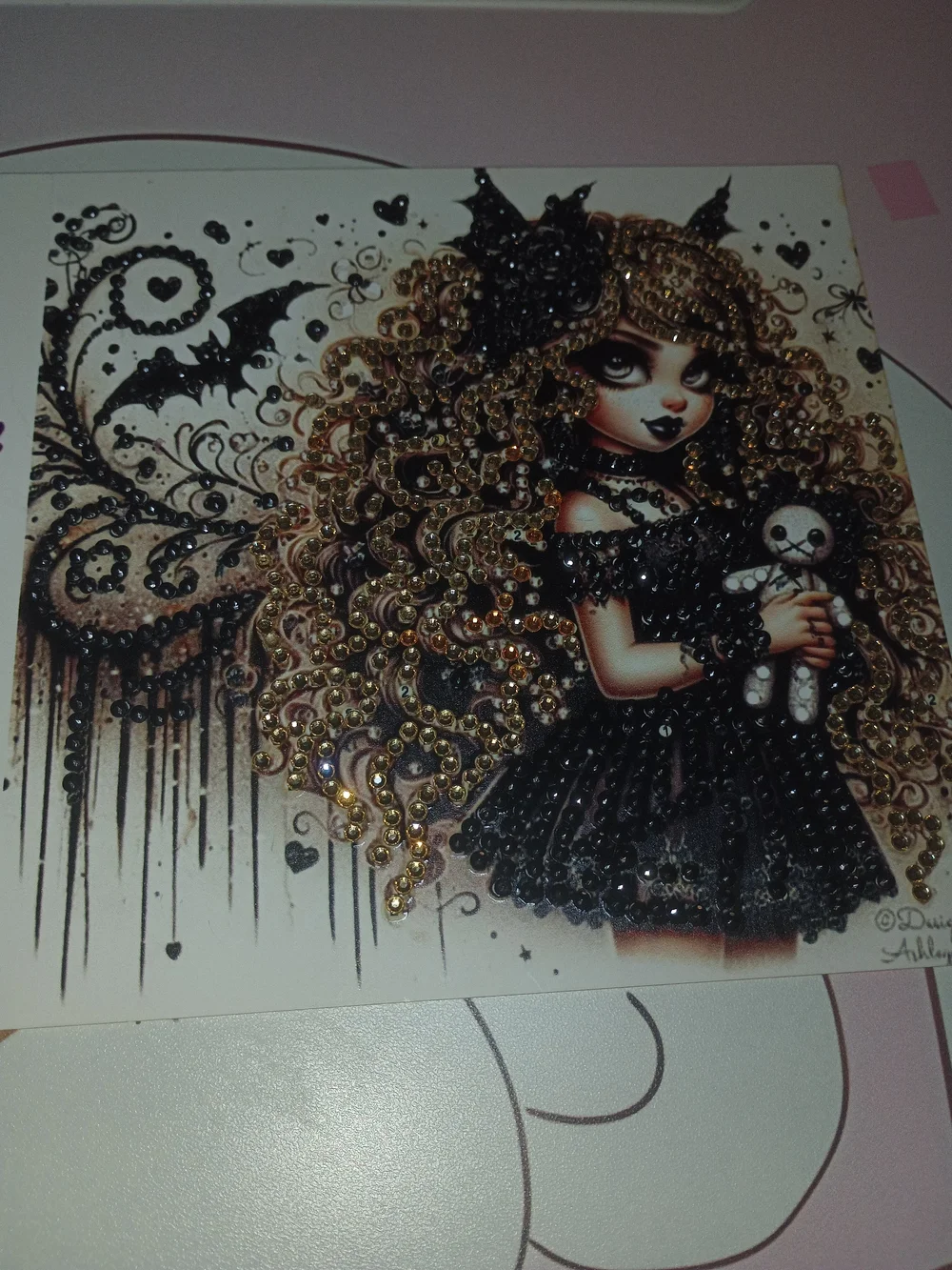 Gothic Girl Diamond Painting Greeting Card Handmade